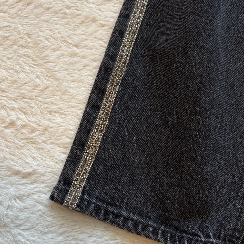 Lucky Brand Women’s Black Denim Jeans with rhinestones down the sides! - Picture 5 of 11